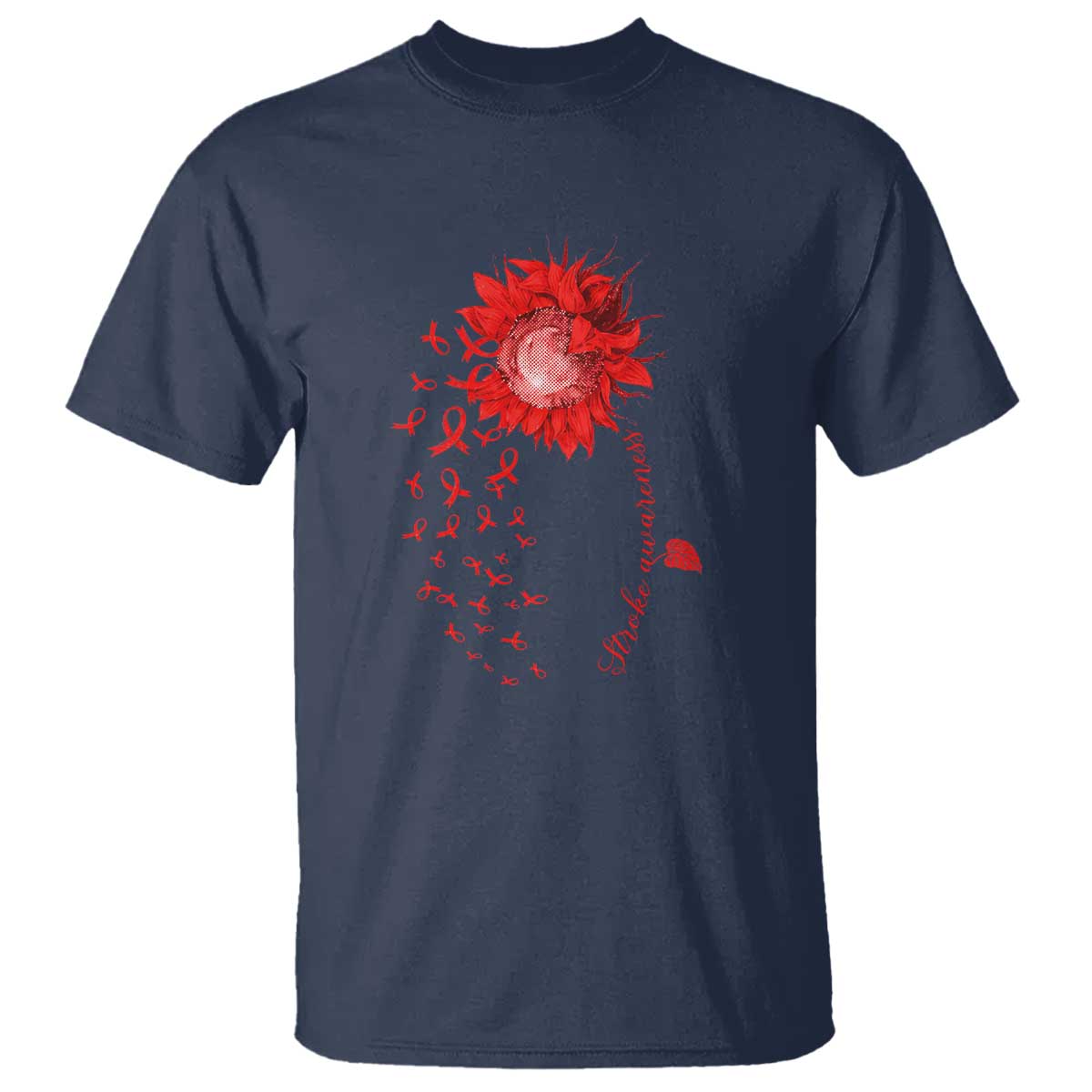 Sunflower Stroke Support Red Ribbon T Shirt
