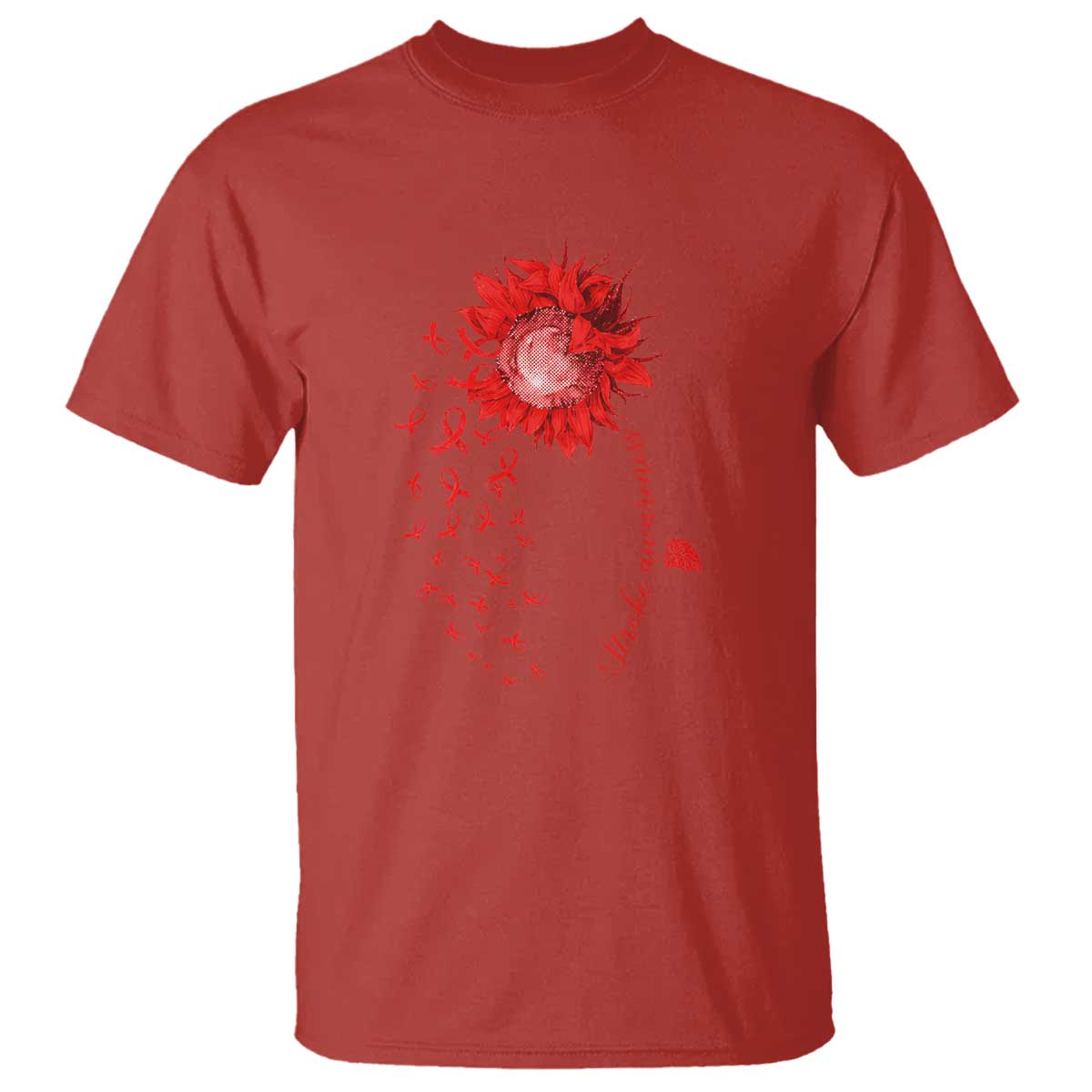 Sunflower Stroke Support Red Ribbon T Shirt