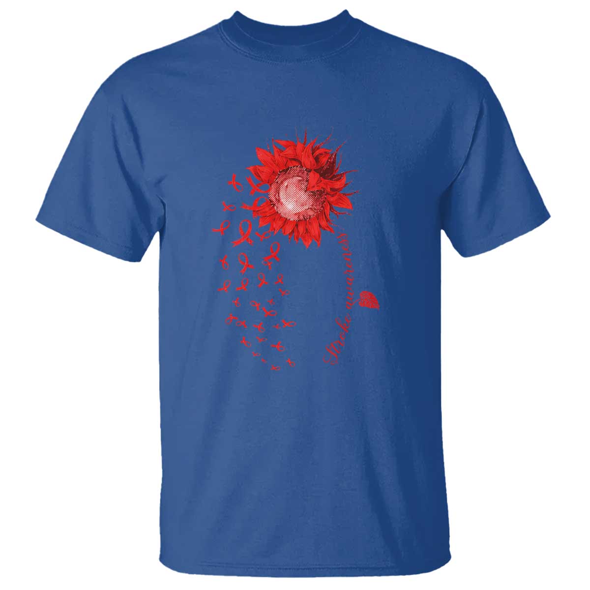 Sunflower Stroke Support Red Ribbon T Shirt