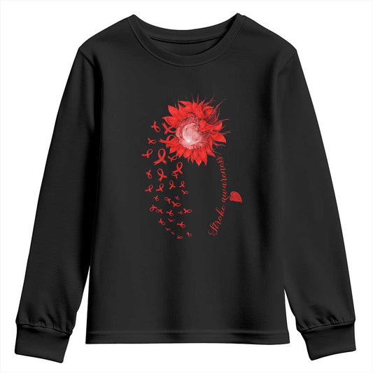 Sunflower Stroke Support Red Ribbon Youth Sweatshirt