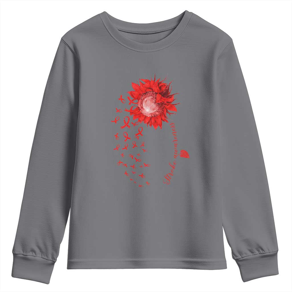 Sunflower Stroke Support Red Ribbon Youth Sweatshirt