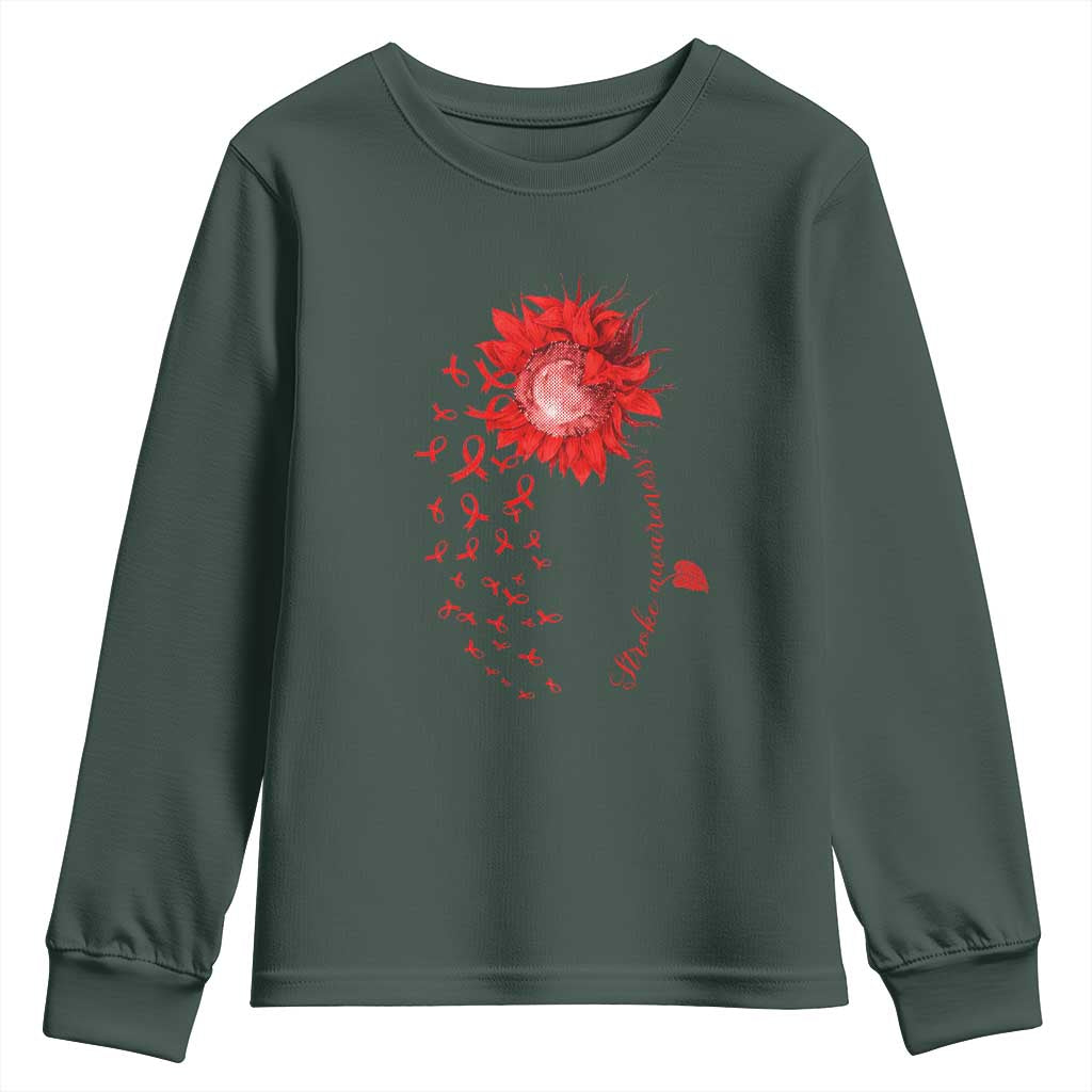 Sunflower Stroke Support Red Ribbon Youth Sweatshirt