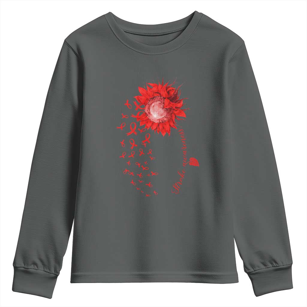 Sunflower Stroke Support Red Ribbon Youth Sweatshirt