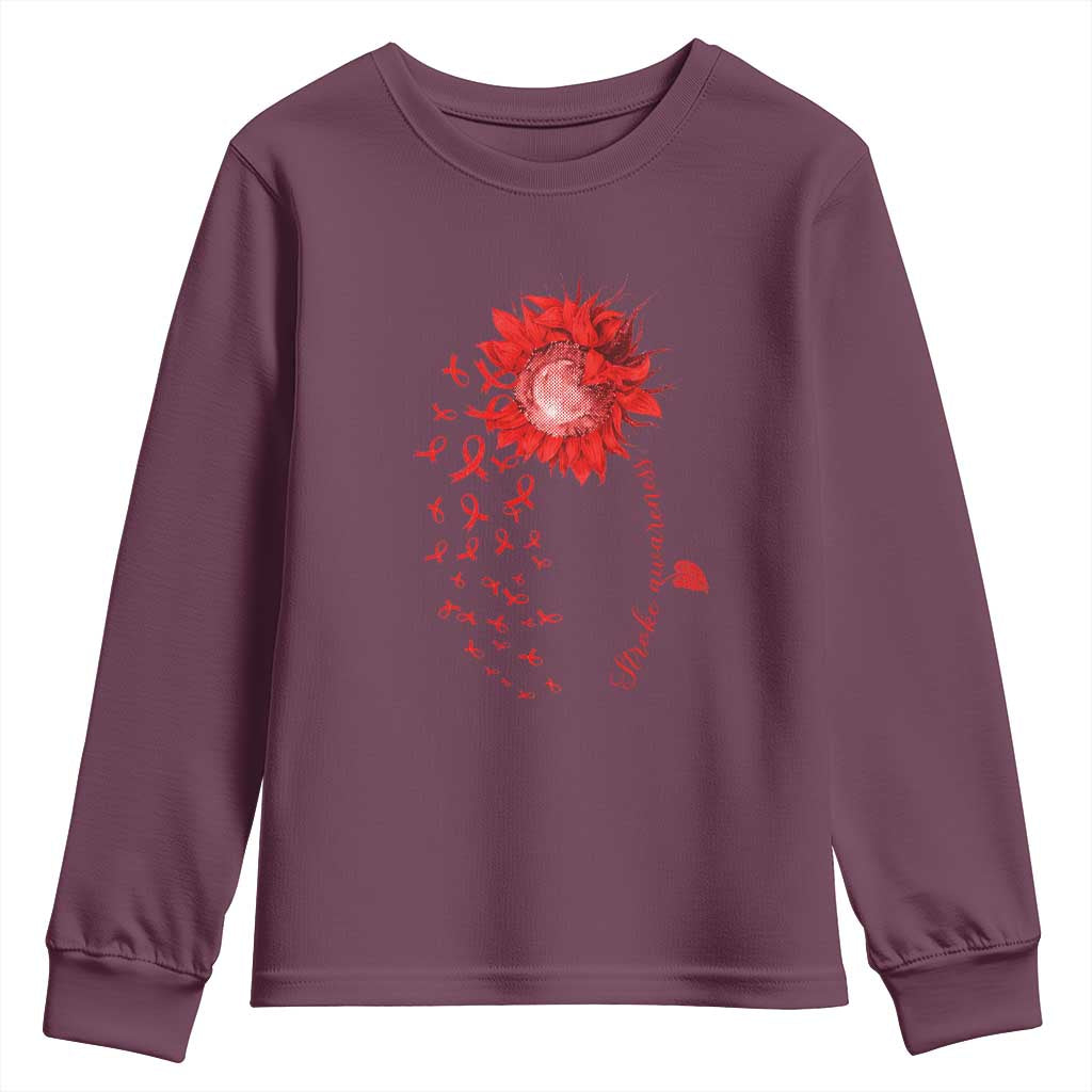 Sunflower Stroke Support Red Ribbon Youth Sweatshirt