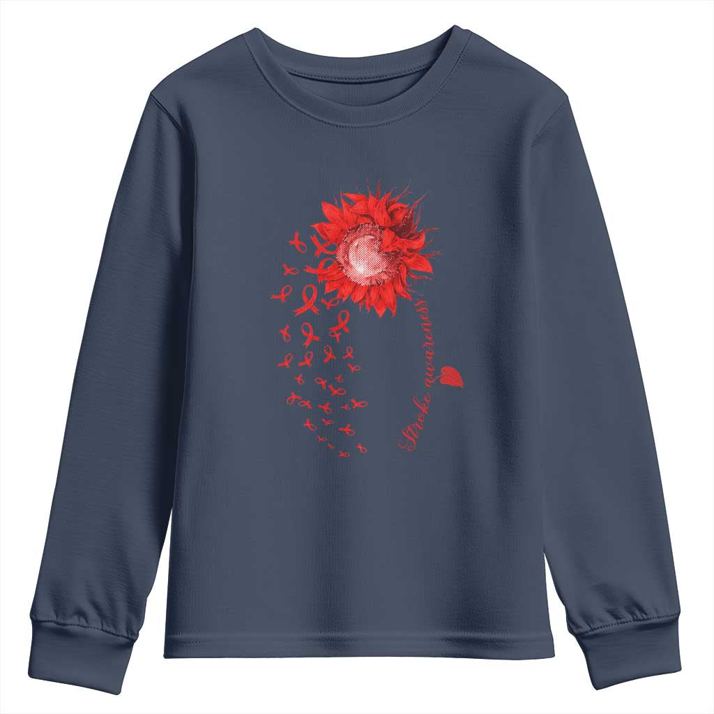 Sunflower Stroke Support Red Ribbon Youth Sweatshirt