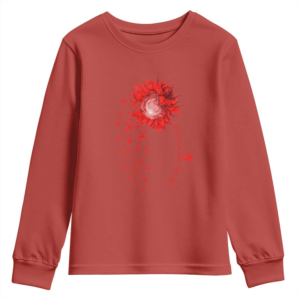 Sunflower Stroke Support Red Ribbon Youth Sweatshirt
