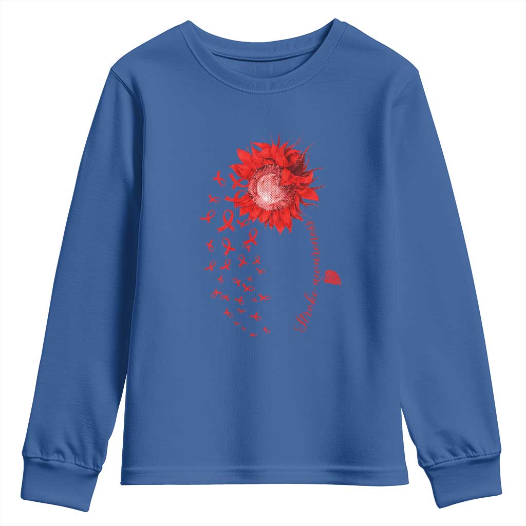 Sunflower Stroke Support Red Ribbon Youth Sweatshirt