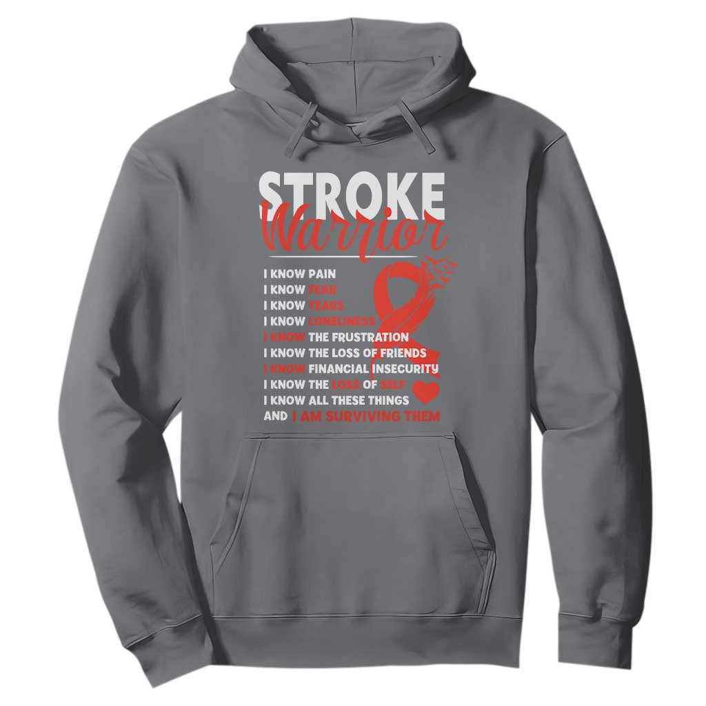 Stroke Warrior Hoodie I Know Pain Fear Feather Red Ribbon
