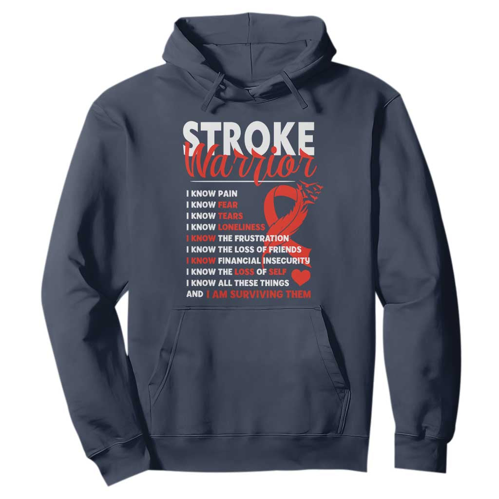 Stroke Warrior Hoodie I Know Pain Fear Feather Red Ribbon