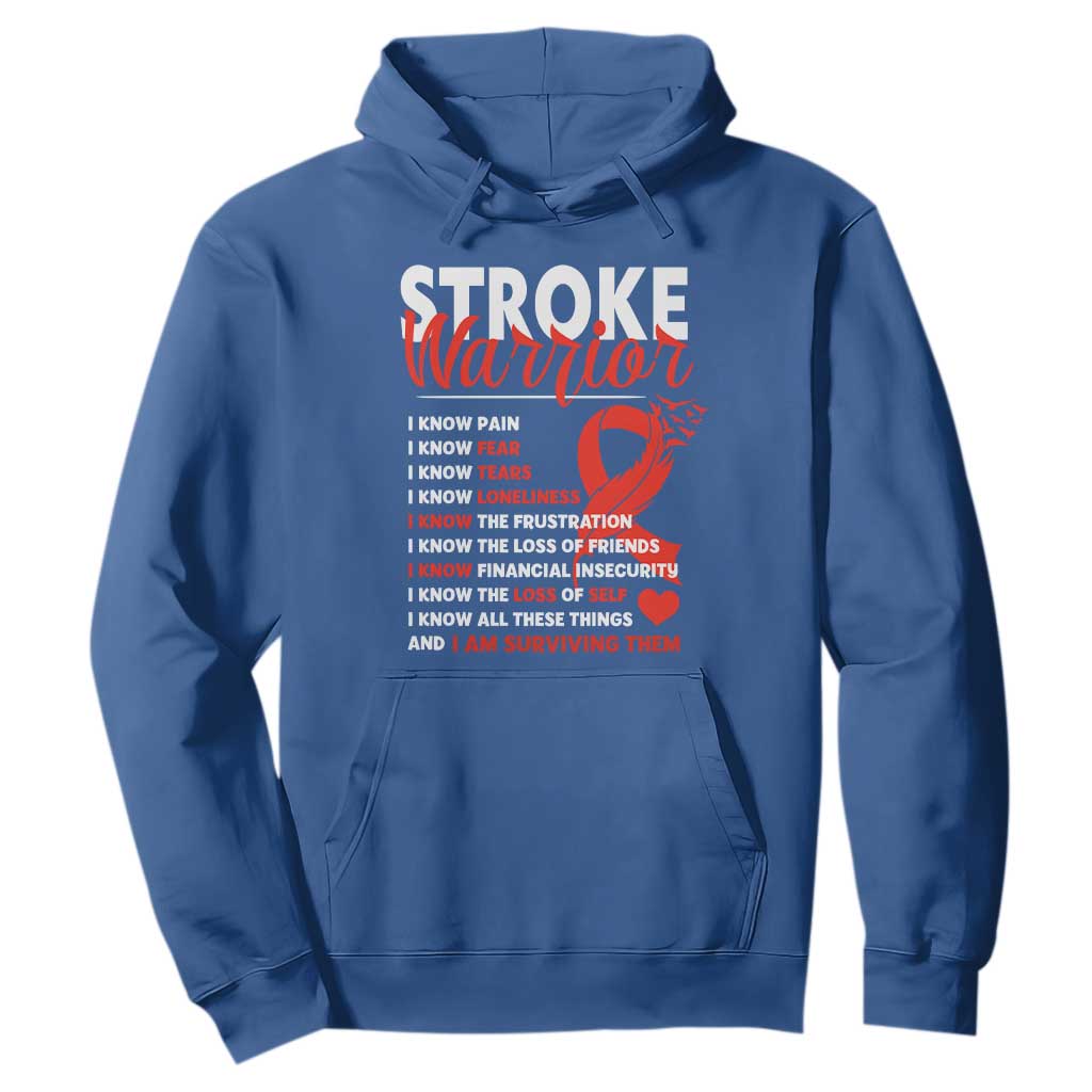 Stroke Warrior Hoodie I Know Pain Fear Feather Red Ribbon