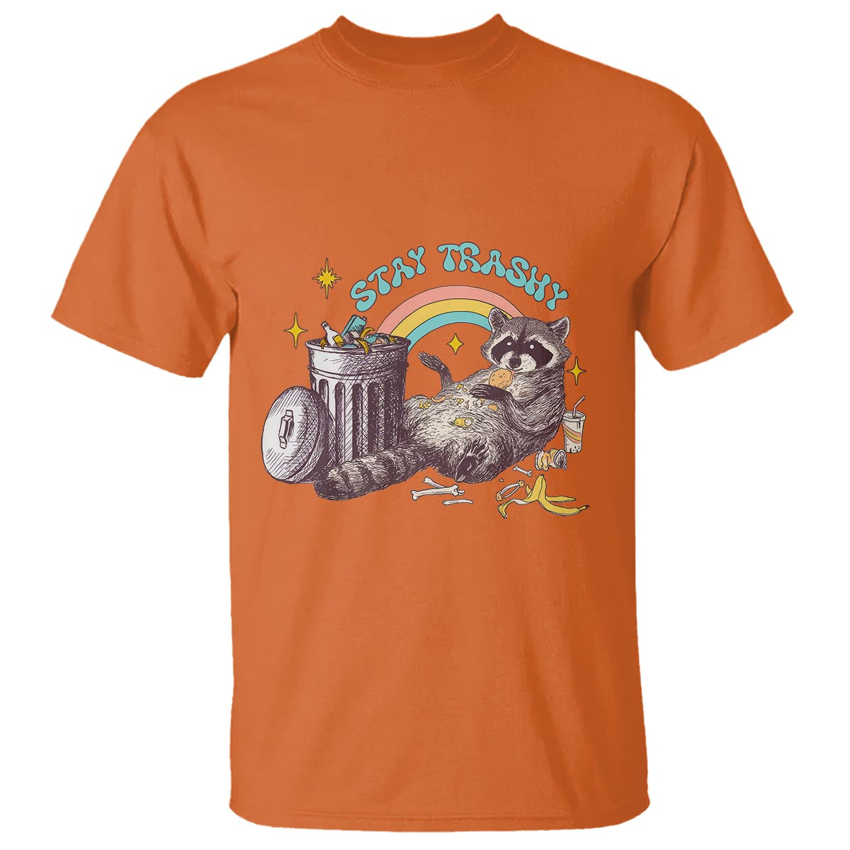 funny-raccoon-t-shirt-stay-trashy-rainbow-bin-cute-trash-panda