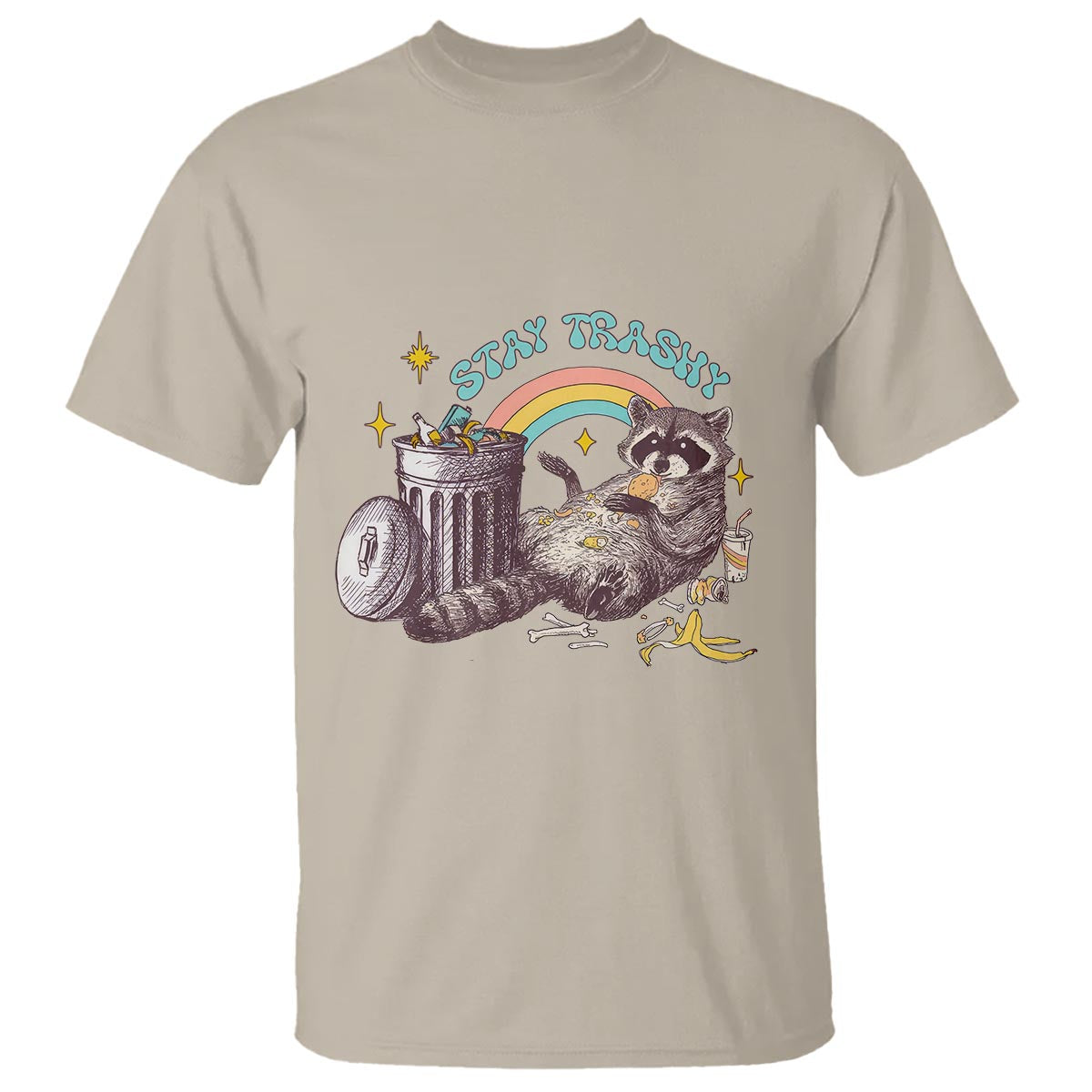 funny-raccoon-t-shirt-stay-trashy-rainbow-bin-cute-trash-panda