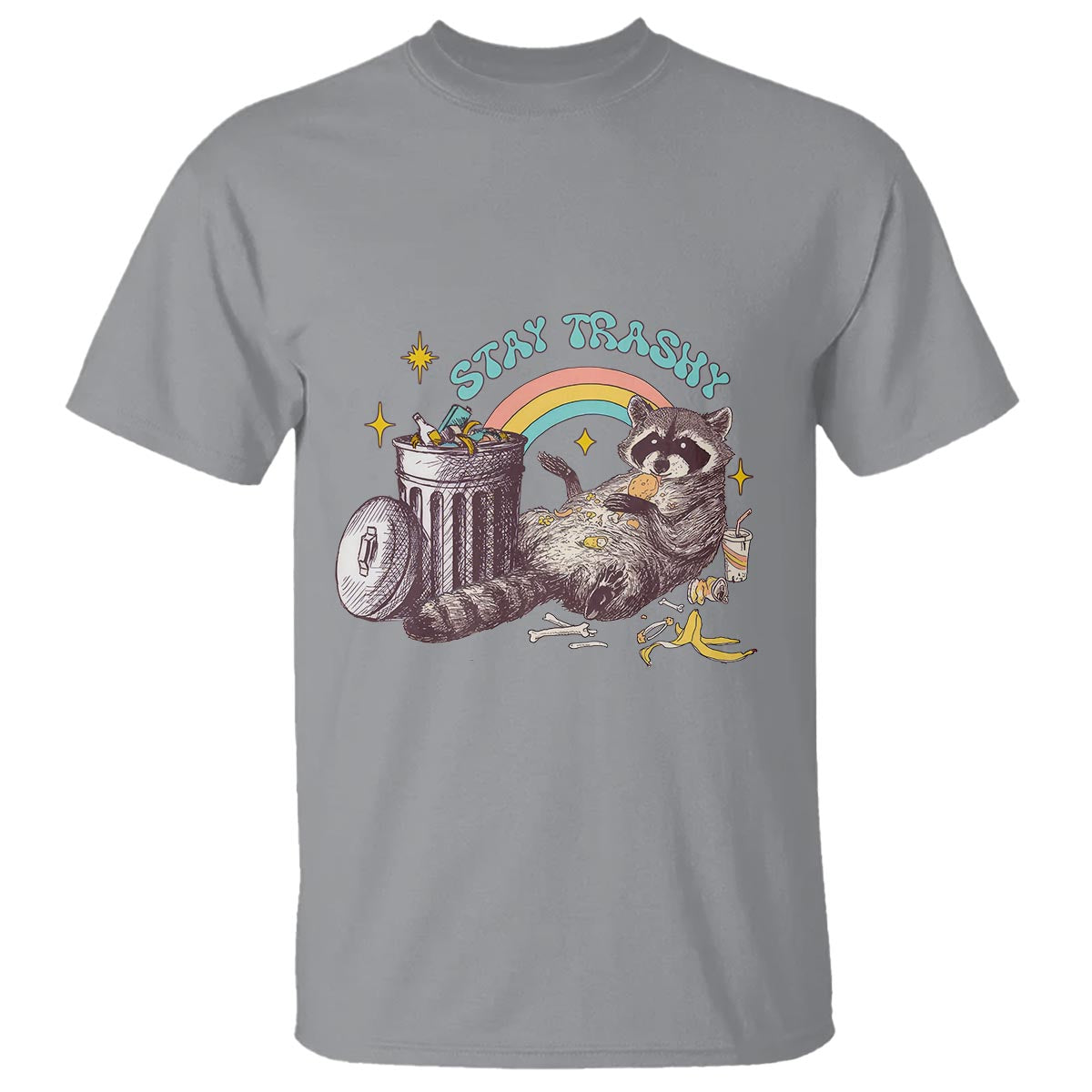 funny-raccoon-t-shirt-stay-trashy-rainbow-bin-cute-trash-panda