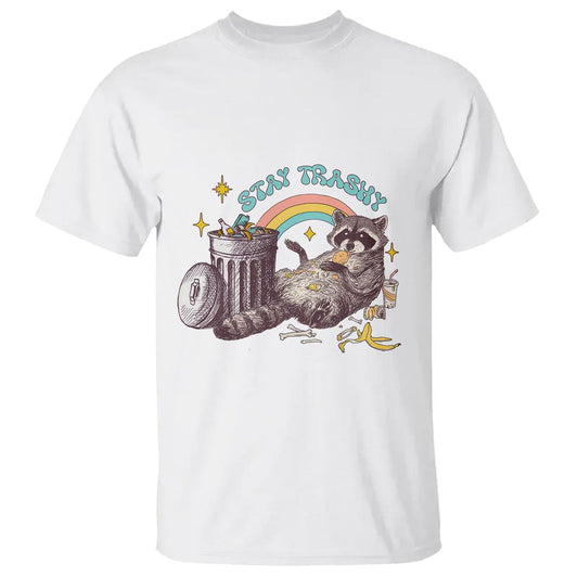 funny-raccoon-t-shirt-stay-trashy-rainbow-bin-cute-trash-panda