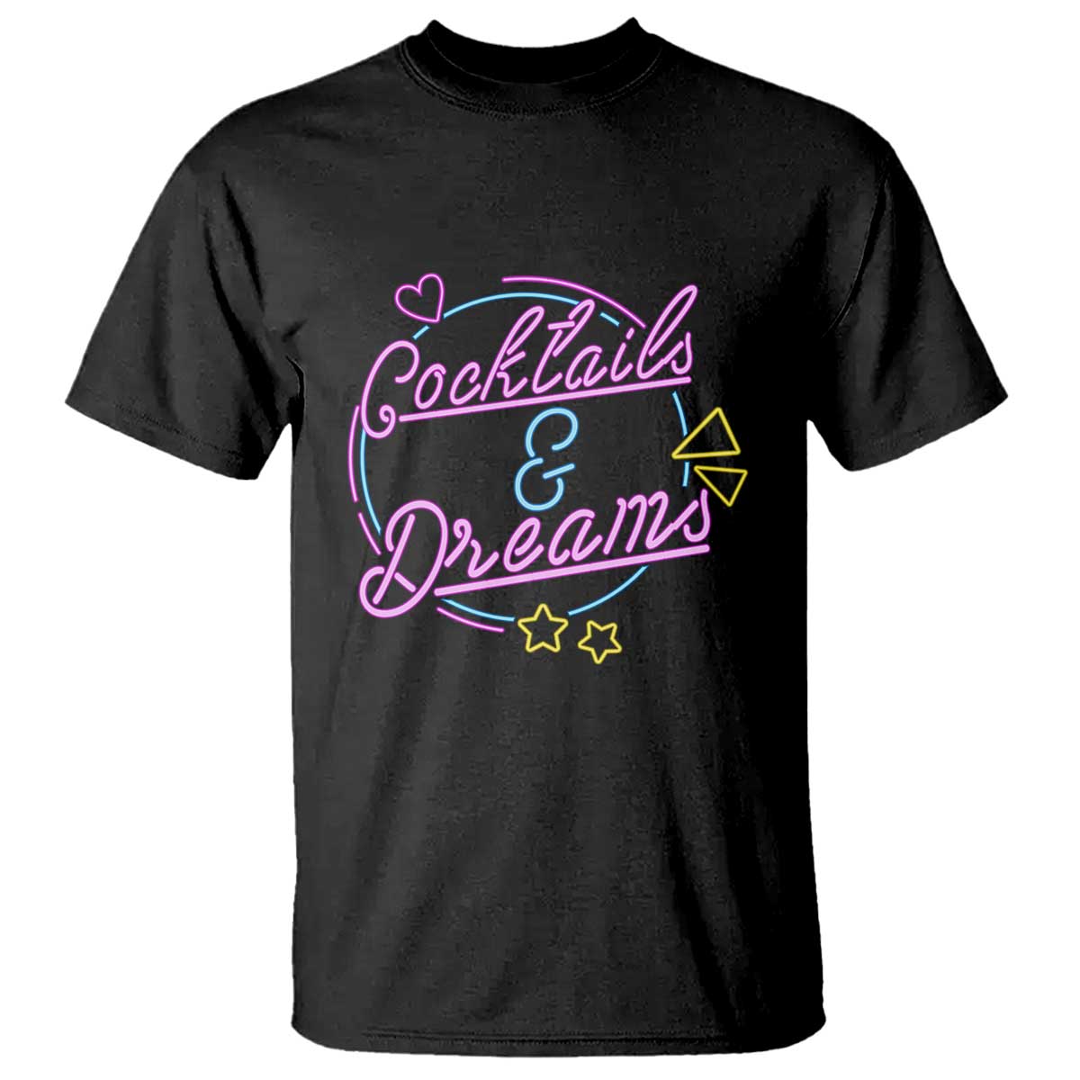80s-vintage-style-t-shirt-cocktails-and-dreams-neon-sign-summer-vibe