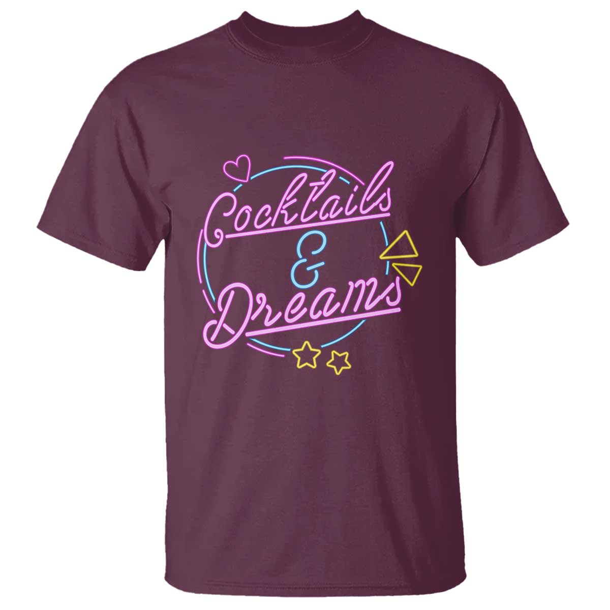 80s-vintage-style-t-shirt-cocktails-and-dreams-neon-sign-summer-vibe