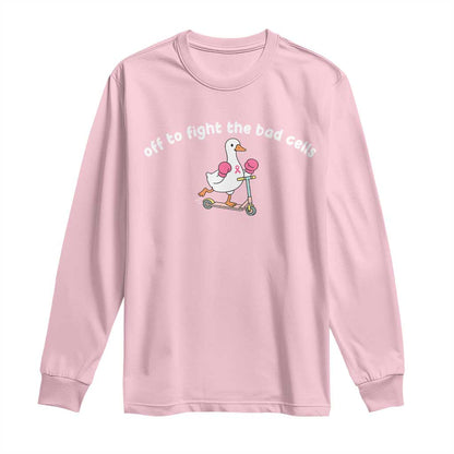 Funny Goose Breast Cancer Support Long Sleeve Shirt Off To Fight The Bad Cells