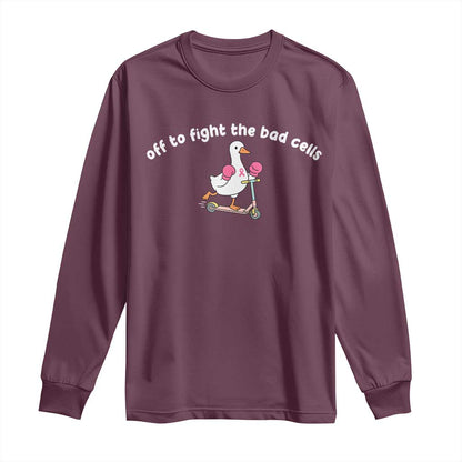 Funny Goose Breast Cancer Support Long Sleeve Shirt Off To Fight The Bad Cells