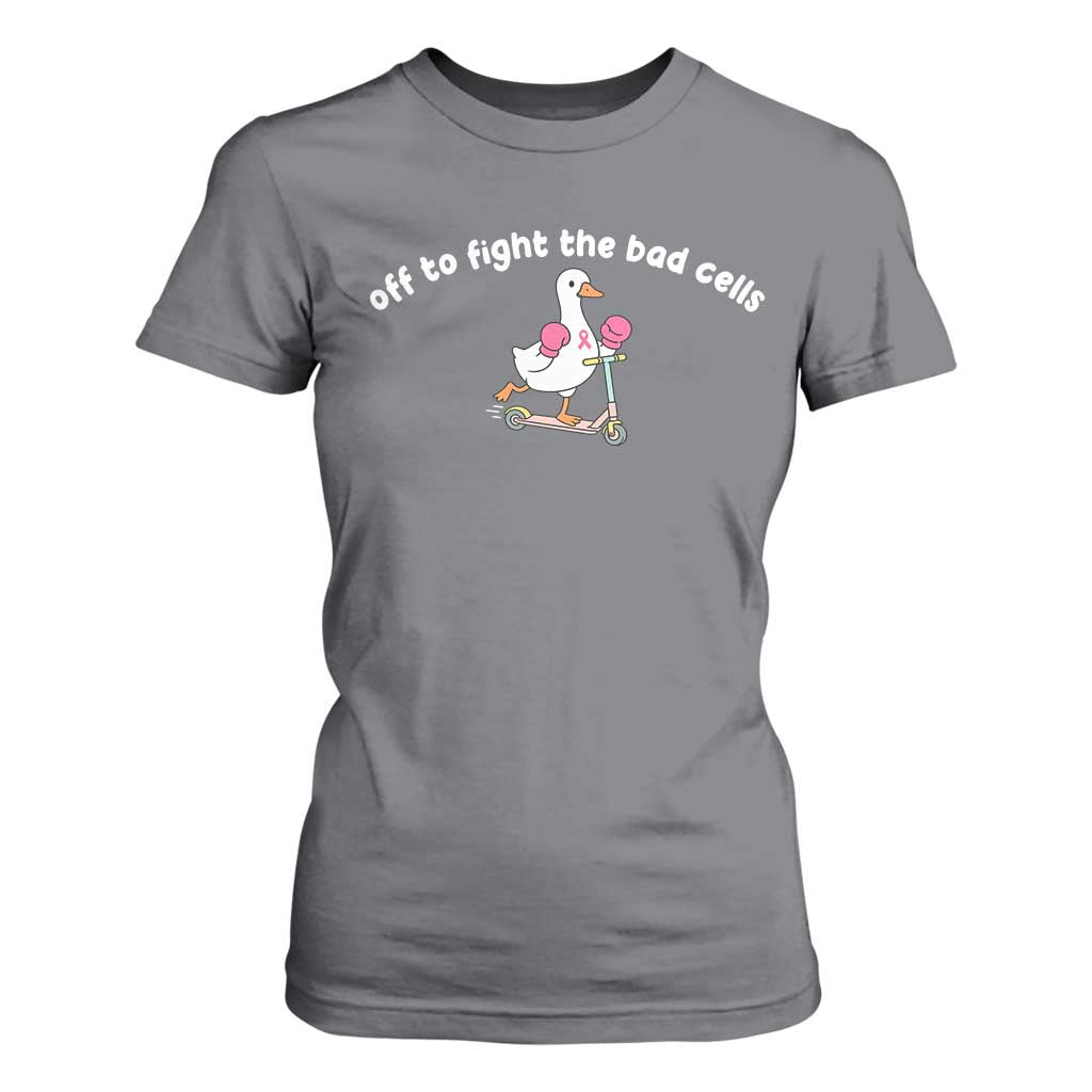 Funny Goose Breast Cancer Support T Shirt For Women Off To Fight The Bad Cells