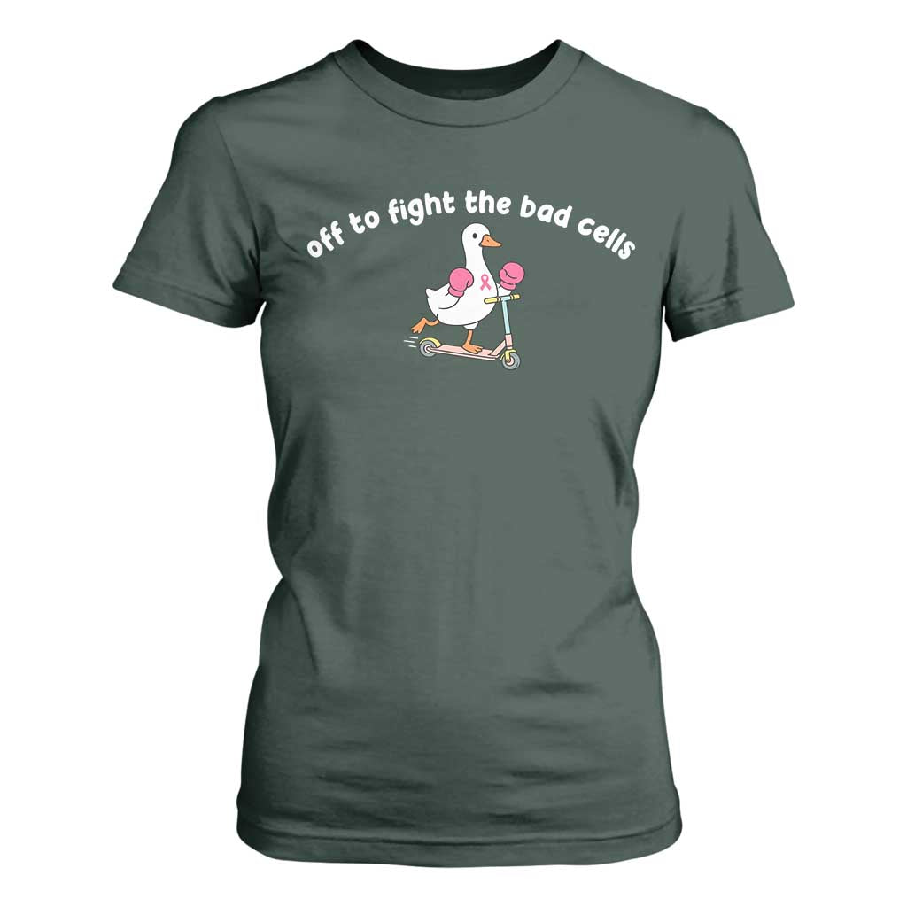Funny Goose Breast Cancer Support T Shirt For Women Off To Fight The Bad Cells