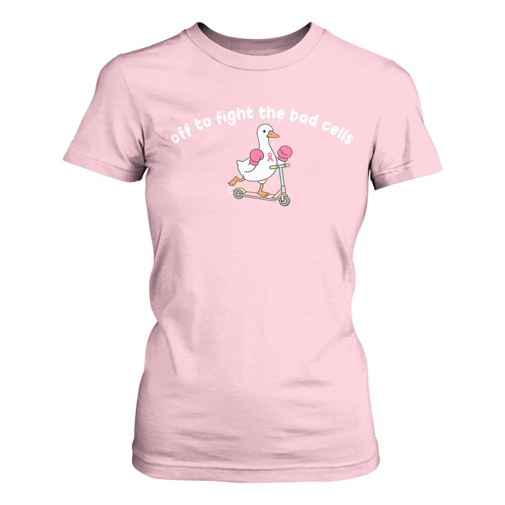 Funny Goose Breast Cancer Support T Shirt For Women Off To Fight The Bad Cells