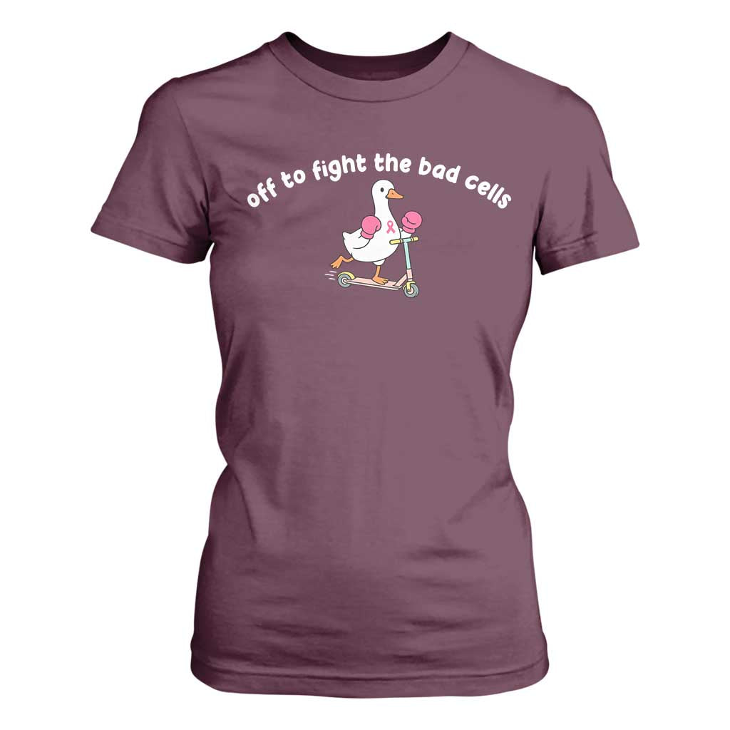 Funny Goose Breast Cancer Support T Shirt For Women Off To Fight The Bad Cells