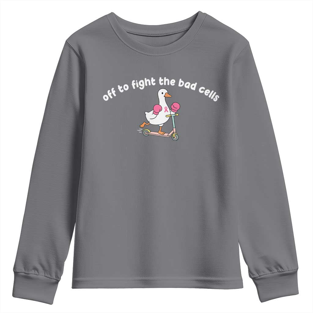 Funny Goose Breast Cancer Support Youth Sweatshirt Off To Fight The Bad Cells