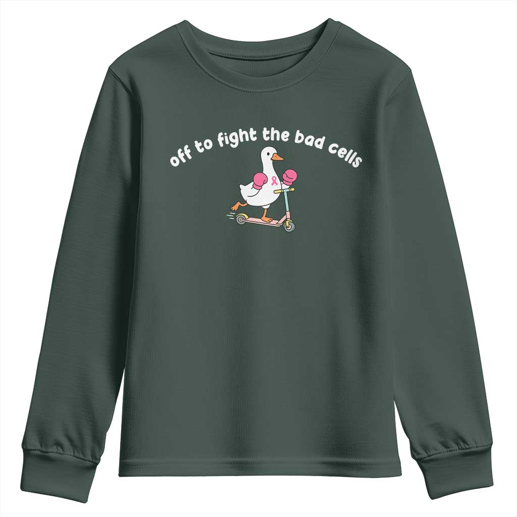 Funny Goose Breast Cancer Support Youth Sweatshirt Off To Fight The Bad Cells
