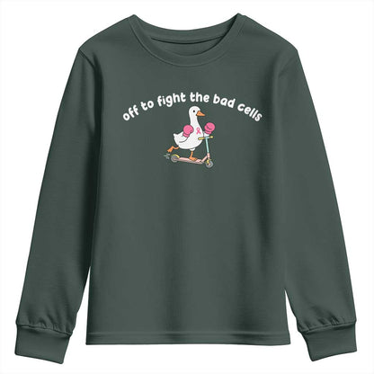 Funny Goose Breast Cancer Support Youth Sweatshirt Off To Fight The Bad Cells