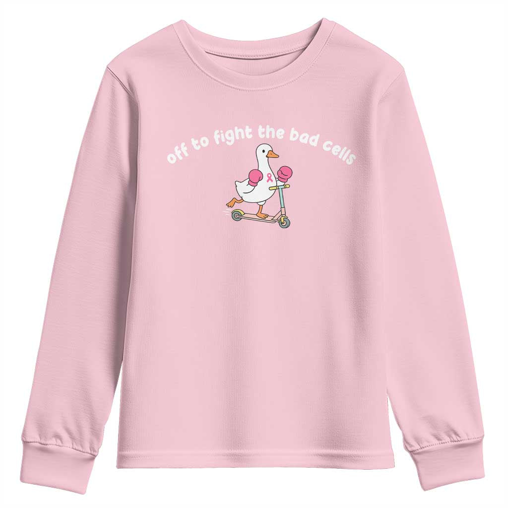 Funny Goose Breast Cancer Support Youth Sweatshirt Off To Fight The Bad Cells