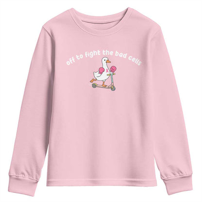 Funny Goose Breast Cancer Support Youth Sweatshirt Off To Fight The Bad Cells