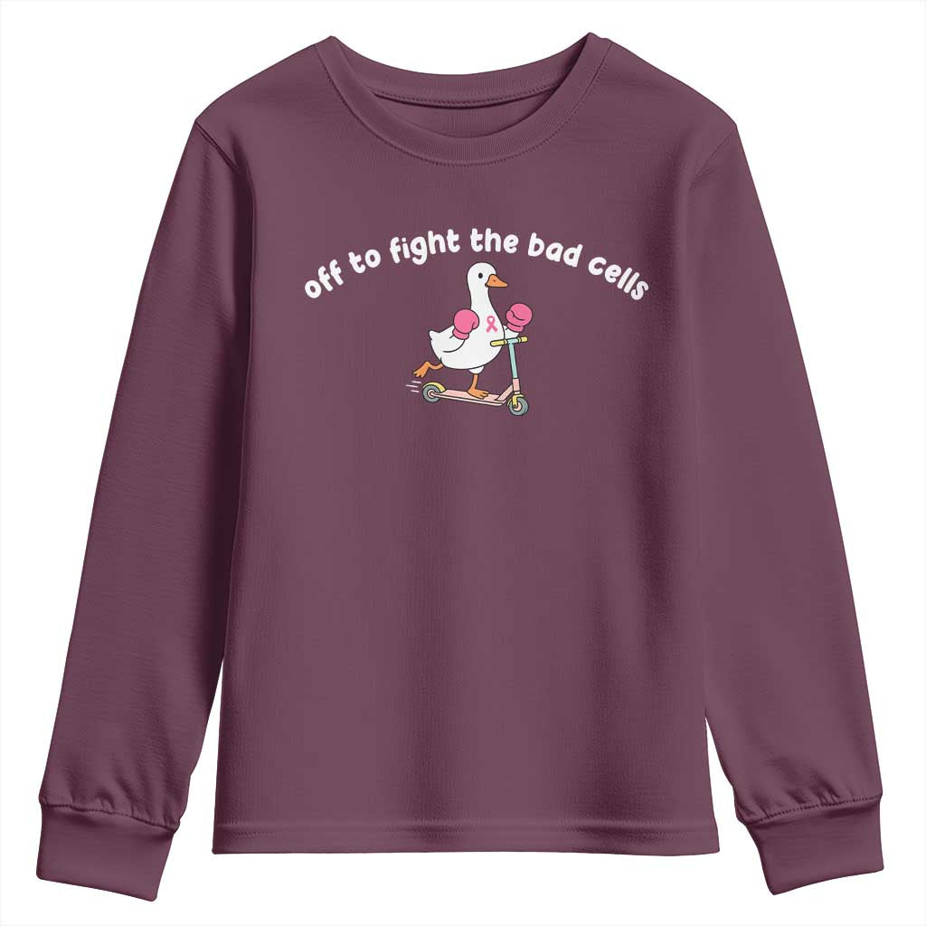 Funny Goose Breast Cancer Support Youth Sweatshirt Off To Fight The Bad Cells