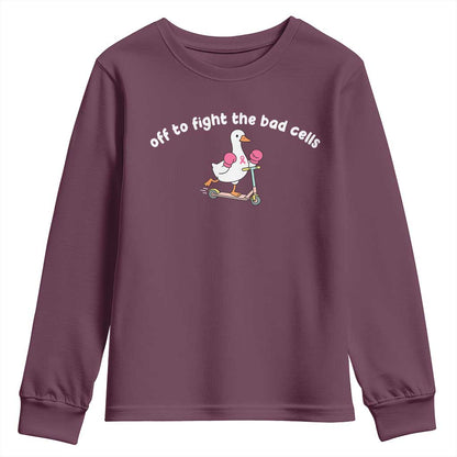 Funny Goose Breast Cancer Support Youth Sweatshirt Off To Fight The Bad Cells