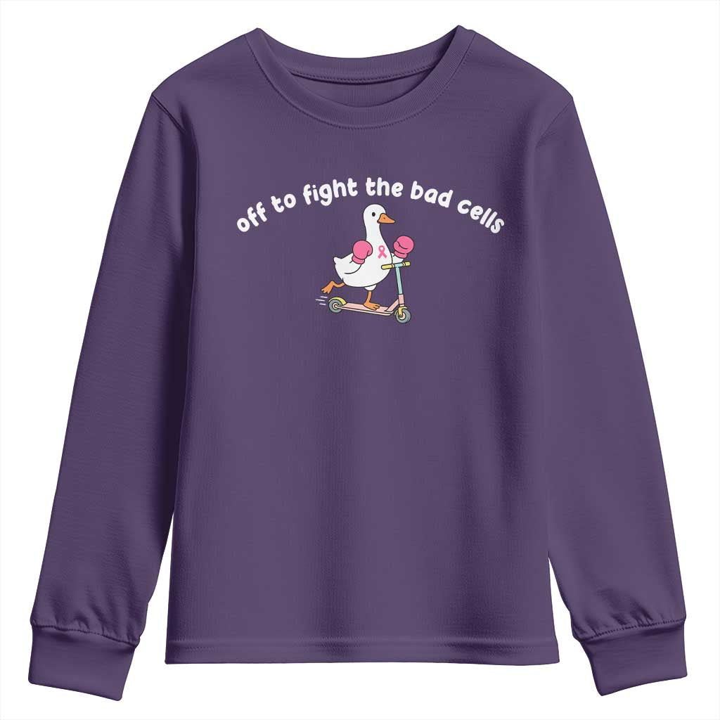 Funny Goose Breast Cancer Support Youth Sweatshirt Off To Fight The Bad Cells