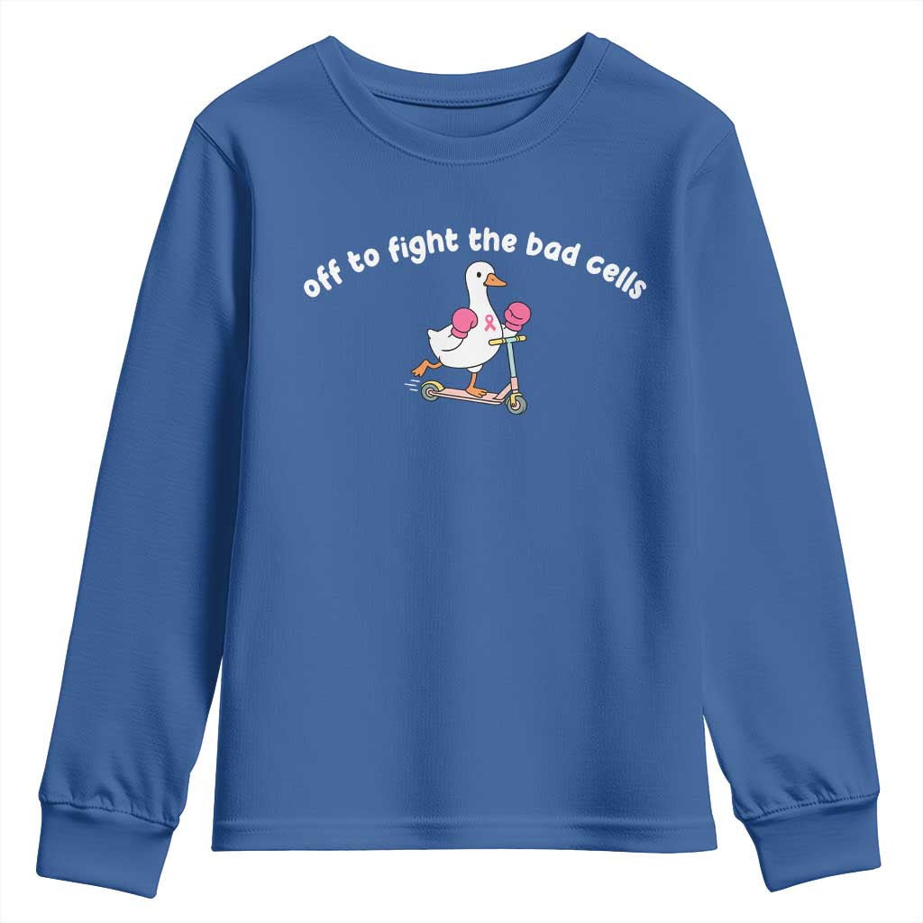 Funny Goose Breast Cancer Support Youth Sweatshirt Off To Fight The Bad Cells