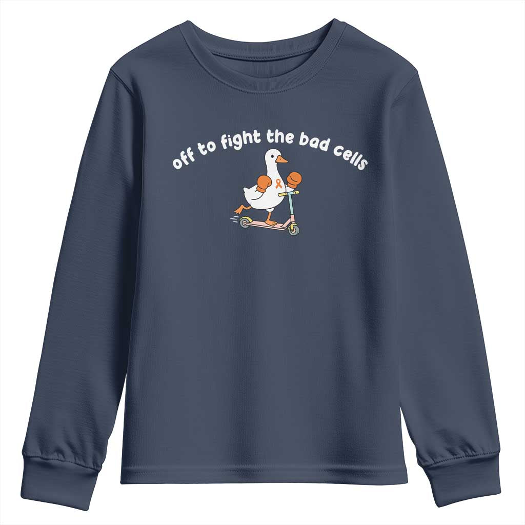 Funny Goose Leukemia Cancer Support Youth Sweatshirt Off To Fight The Bad Cells