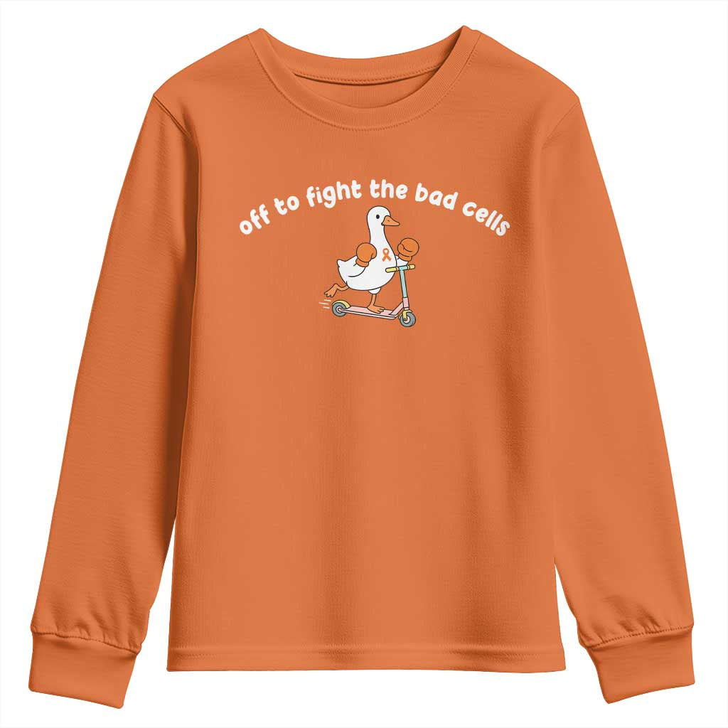Funny Goose Leukemia Cancer Support Youth Sweatshirt Off To Fight The Bad Cells