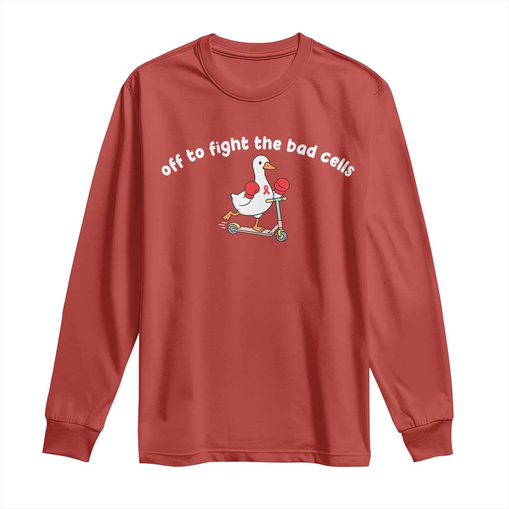 Funny Goose Blood Cancer Support Long Sleeve Shirt Off To Fight The Bad Cells