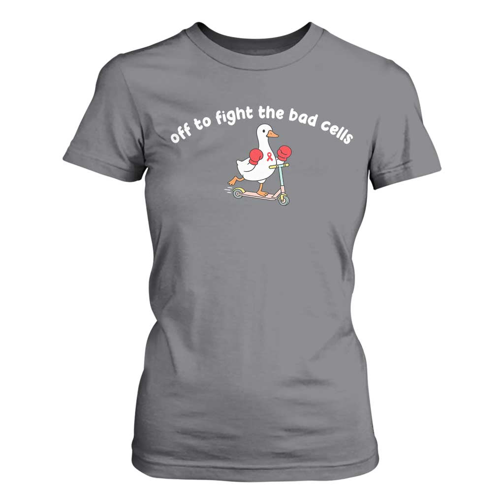 Funny Goose Blood Cancer Support T Shirt For Women Off To Fight The Bad Cells