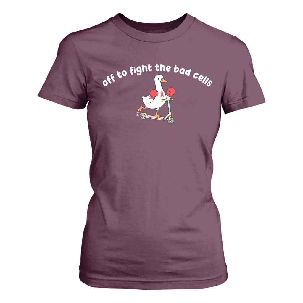 Funny Goose Blood Cancer Support T Shirt For Women Off To Fight The Bad Cells