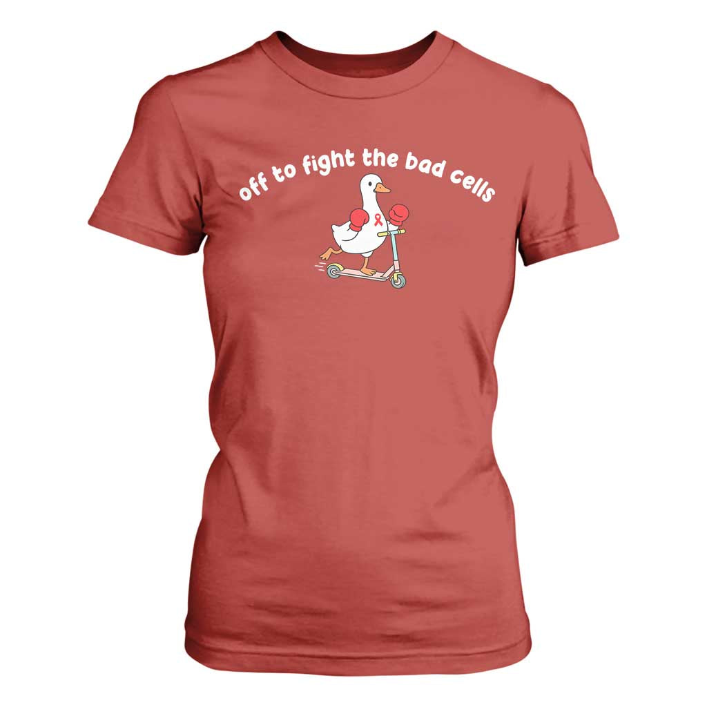 Funny Goose Blood Cancer Support T Shirt For Women Off To Fight The Bad Cells