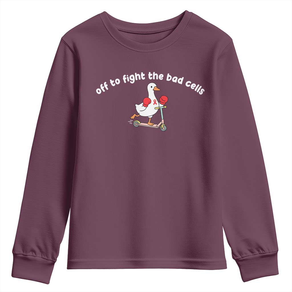 Funny Goose Blood Cancer Support Youth Sweatshirt Off To Fight The Bad Cells