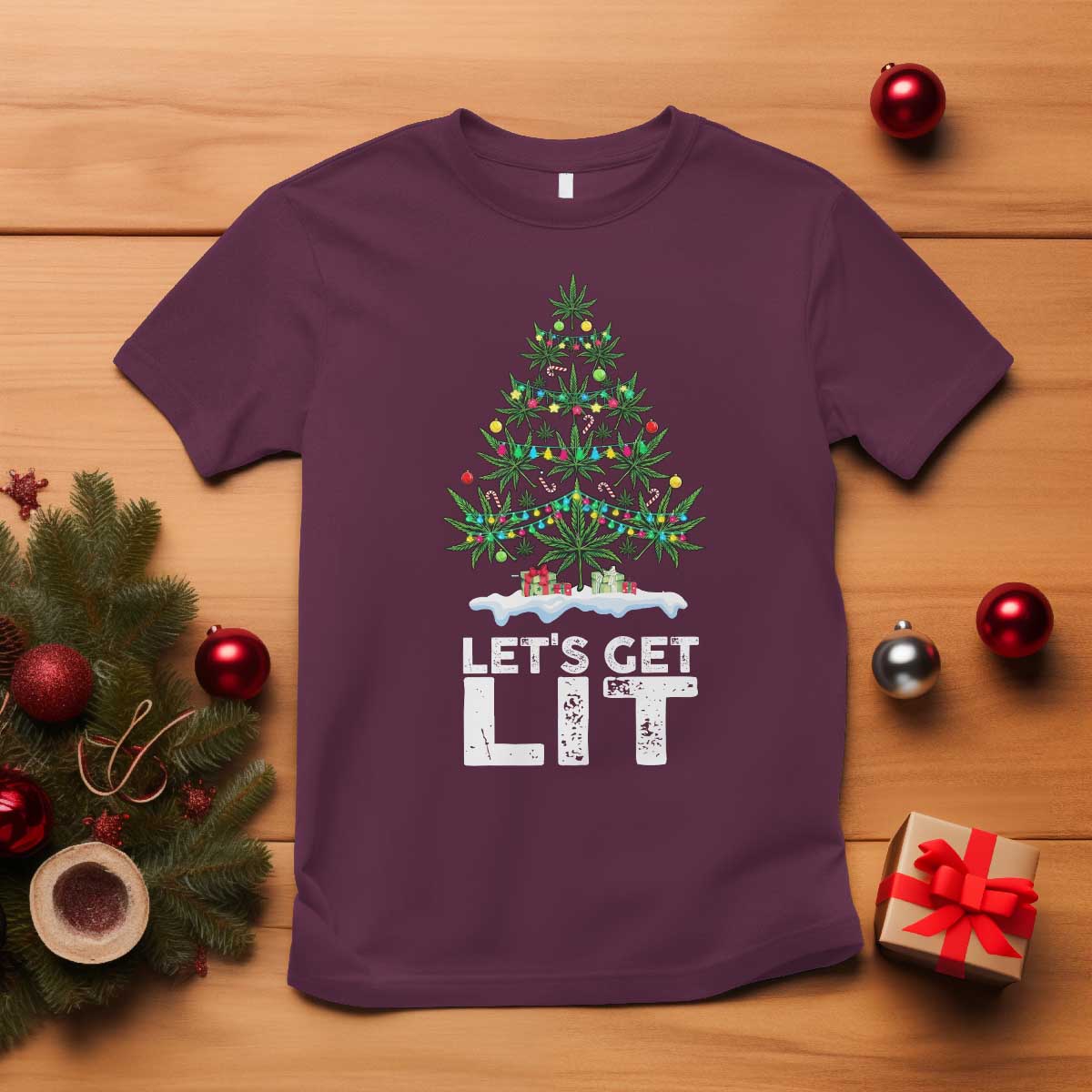 funny-christmas-weed-t-shirt-lets-get-lit-weeds-xmas-tree