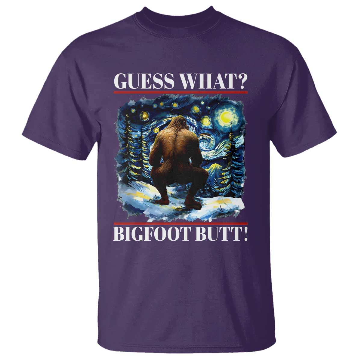 funny-bigfoot-guess-what-t-shirt-butt-sasquatch-starry-night