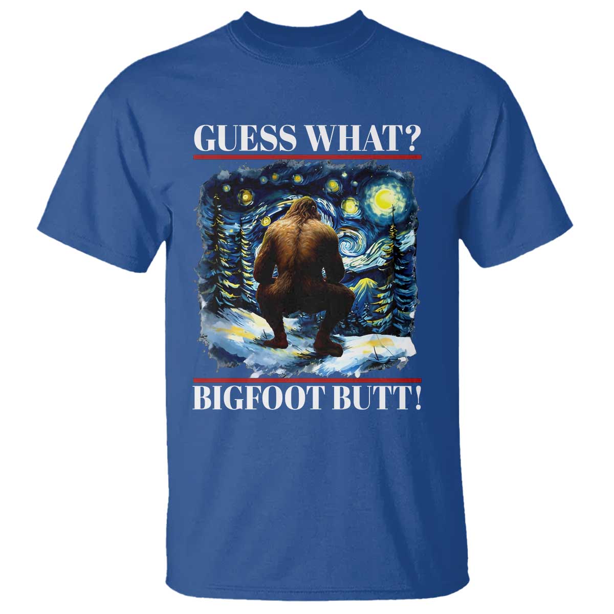 funny-bigfoot-guess-what-t-shirt-butt-sasquatch-starry-night