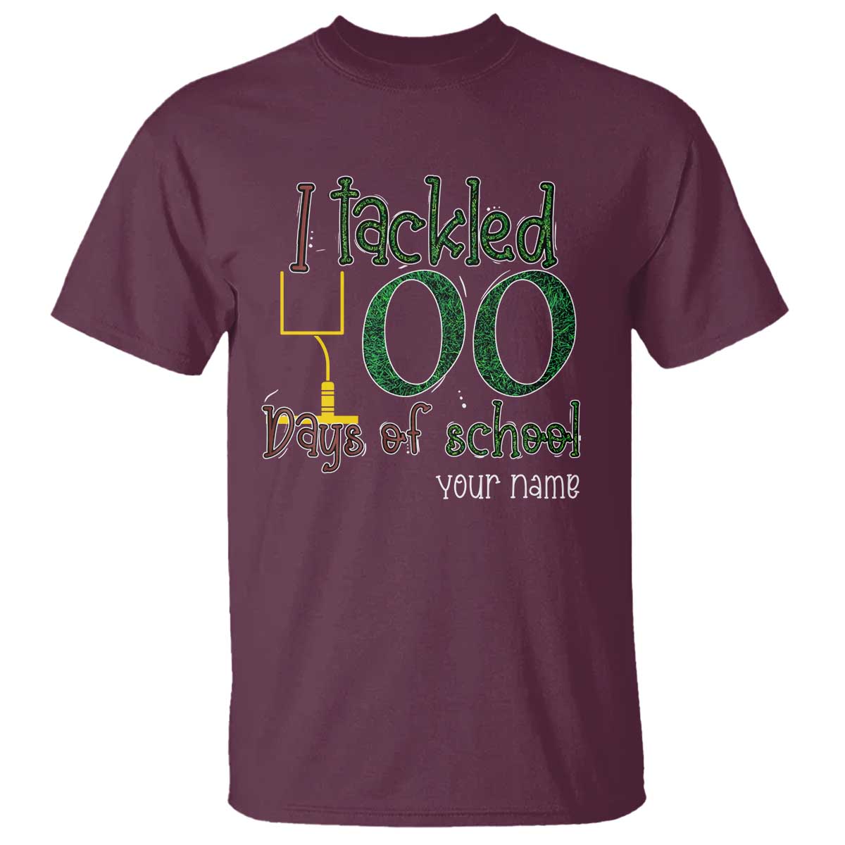 personalized-100th-day-of-school-football-t-shirt-custom-text-i-tackled-100-days-of-school