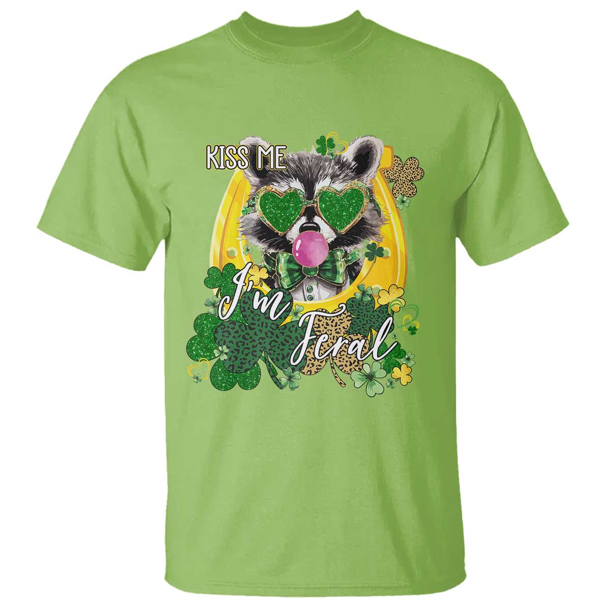 funny-st-patricks-day-racoon-t-shirt-kiss-me-im-feral-horseshoe-shamrock