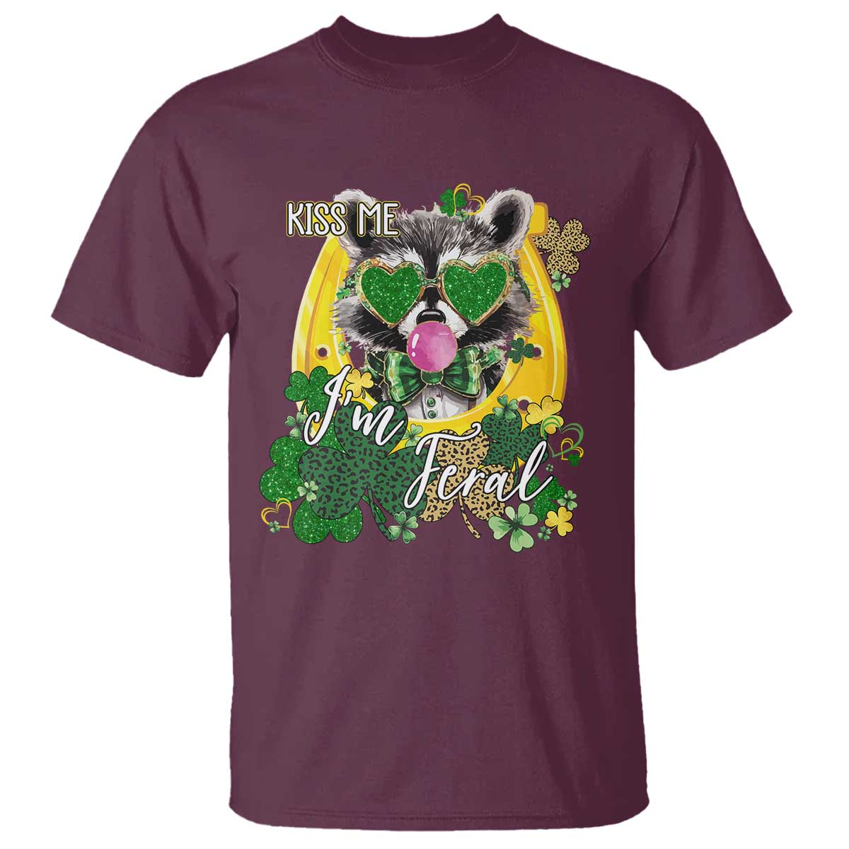 funny-st-patricks-day-racoon-t-shirt-kiss-me-im-feral-horseshoe-shamrock