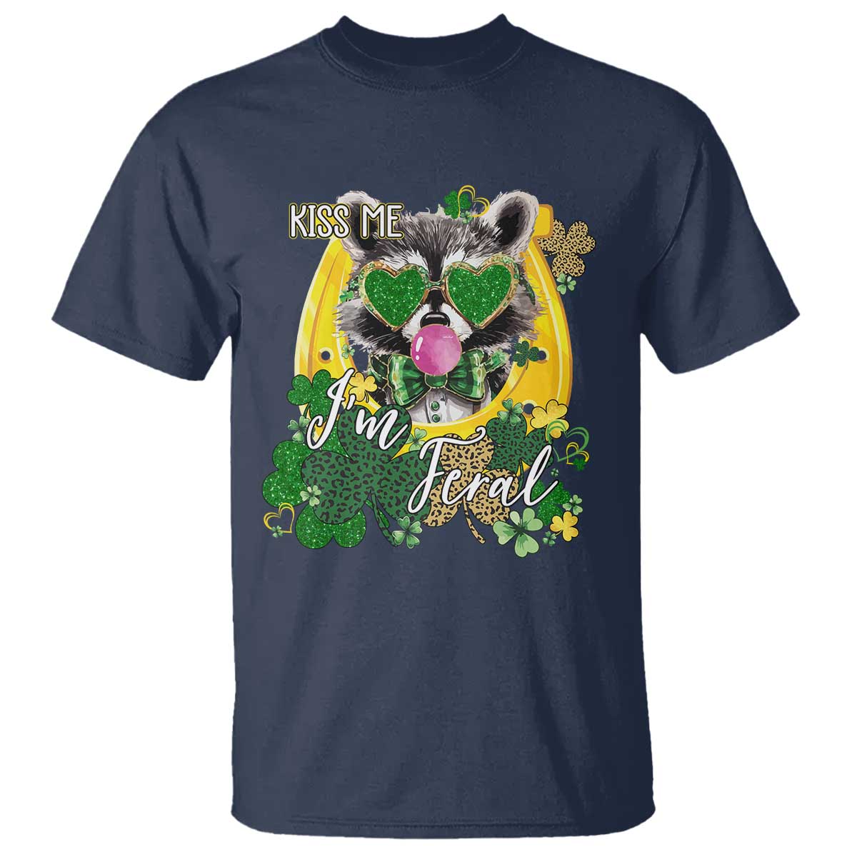 funny-st-patricks-day-racoon-t-shirt-kiss-me-im-feral-horseshoe-shamrock