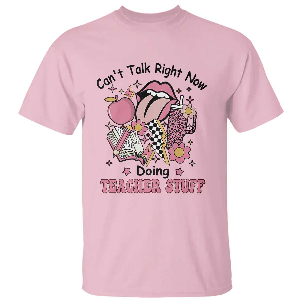 funny-teachers-t-shirt-cant-talk-right-now-doing-teacher-stuff-apple-pencil-book-flower